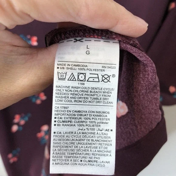 Old Navy Women's Long Sleeve Woven Shift Burgundy Ditsy Floral Dress Size Large - Picture 5 of 8